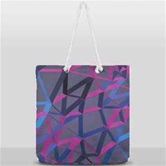 3d Lovely Geo Lines Full Print Rope Handle Tote (large) by Uniqued