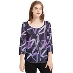 3d Lovely Geo Lines Vi Chiffon Quarter Sleeve Blouse by Uniqued