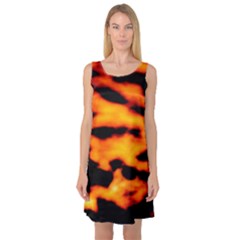 Orange Waves Abstract Series No2 Sleeveless Satin Nightdress by DimitriosArt