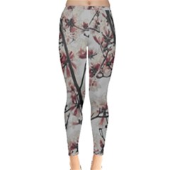 Botanical Scene Textured Beauty Print Inside Out Leggings by dflcprintsclothing