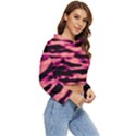 Pink  Waves Abstract Series No2 Women s Lightweight Cropped Hoodie View3