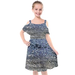 Silver Waves Flow Series 1 Kids  Cut Out Shoulders Chiffon Dress by DimitriosArt