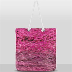Pink  Waves Flow Series 1 Full Print Rope Handle Tote (large) by DimitriosArt