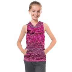 Pink  Waves Flow Series 1 Kids  Sleeveless Hoodie by DimitriosArt