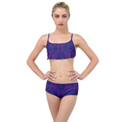 Floral Folk Damask Pattern Fantasy Flowers  Layered Top Bikini Set by Eskimos
