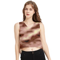 Pink  Waves Flow Series 7 V-neck Cropped Tank Top by DimitriosArt