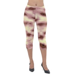 Pink  Waves Flow Series 10 Lightweight Velour Capri Leggings  by DimitriosArt