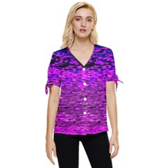 Magenta Waves Flow Series 1 Bow Sleeve Button Up Top by DimitriosArt