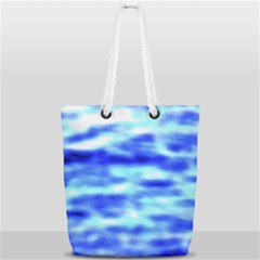Blue Waves Flow Series 5 Full Print Rope Handle Tote (small) by DimitriosArt