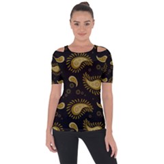 Floral Pattern Paisley Style Paisley Print  Doodle Background Shoulder Cut Out Short Sleeve Top by Eskimos