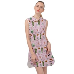 Office Time Sleeveless Shirt Dress by SychEva