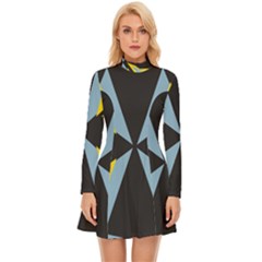 Abstract Pattern Geometric Backgrounds   Long Sleeve Velour Longline Dress by Eskimos