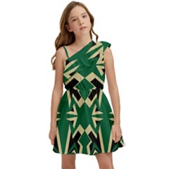 Abstract Pattern Geometric Backgrounds   Kids  One Shoulder Party Dress