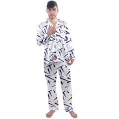 Abstract Pattern Geometric Backgrounds   Men s Long Sleeve Satin Pajamas Set by Eskimos