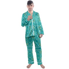 Abstract Pattern Geometric Backgrounds   Men s Long Sleeve Satin Pajamas Set by Eskimos