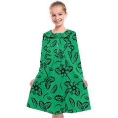 Folk Flowers Print Floral Pattern Ethnic Art Kids  Midi Sailor Dress by Eskimos