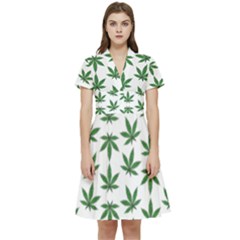 Weed Pattern Short Sleeve Waist Detail Dress by Valentinaart