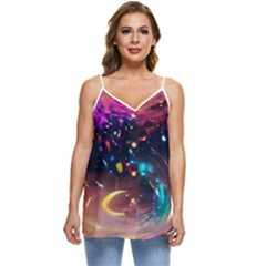 Galaxy Glass Casual Spaghetti Strap Chiffon Top