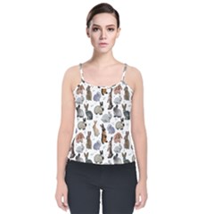 Funny Bunny Velvet Spaghetti Strap Top by SychEva