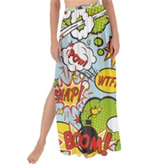 Comic Pow Bamm Boom Poof Wtf Pattern 1 Maxi Chiffon Tie-up Sarong by EDDArt