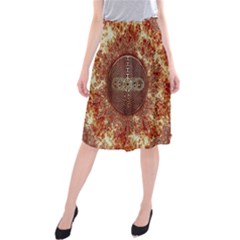 Chartres Double Infinity Antique Mandala Midi Beach Skirt by EDDArt