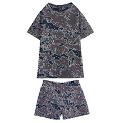 Brown And Black Abstract Vivid Texture Kids  Swim Tee And Shorts Set by dflcprintsclothing