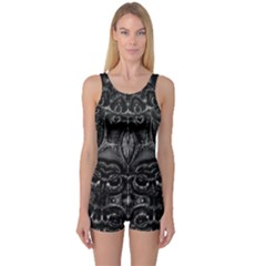 Charcoal Mandala One Piece Boyleg Swimsuit by MRNStudios