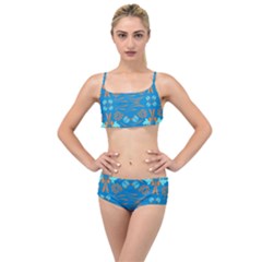Floral Folk Damask Pattern Fantasy Flowers  Layered Top Bikini Set by Eskimos