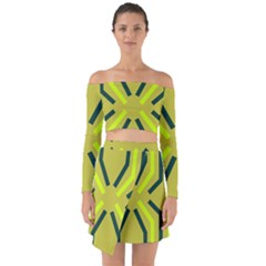 Abstract Pattern Geometric Backgrounds   Off Shoulder Top With Skirt Set by Eskimos