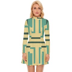Abstract Pattern Geometric Backgrounds   Long Sleeve Velour Longline Dress by Eskimos