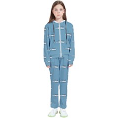 Cartoon Sketchy Helicopter Drawing Motif Pattern Kids  Tracksuit by dflcprintsclothing