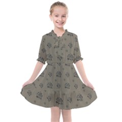 Stylized Cactus Motif Pattern Kids  All Frills Chiffon Dress by dflcprintsclothing
