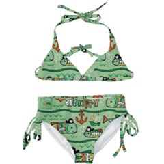 Seamless Pattern Fishes Pirates Cartoon Kids  Classic Bikini Set by Jancukart