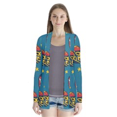 Mask Pattern Drape Collar Cardigan by Jancukart