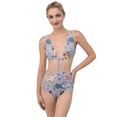 Cats Pattern Tied Up Two Piece Swimsuit by Jancukart
