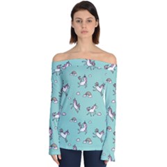 Unicorn Patterns Off Shoulder Long Sleeve Top