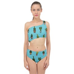 Succulents Teal Back Spliced Up Two Piece Swimsuit by Jancukart
