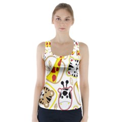 Vector-seamless-pattern-nice-animals-cartoon Racer Back Sports Top
