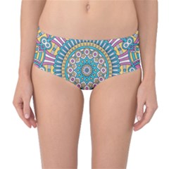 Mandala 01 Mid-waist Bikini Bottoms by zappwaits