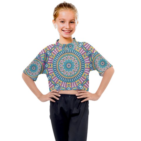 Mandala 01 Kids Mock Neck Tee by zappwaits