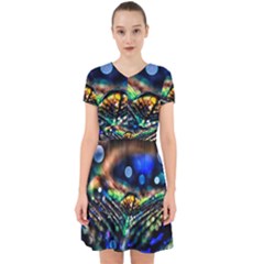Peacock Feather Drop Adorable In Chiffon Dress by artworkshop