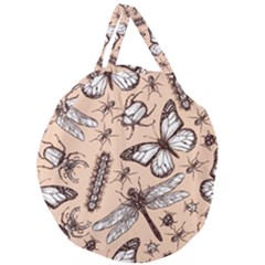 Vintage-drawn-insect-seamless-pattern Giant Round Zipper Tote