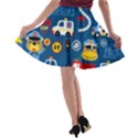 Seamless-pattern-vector-rescue-team-cartoon A-line Skater Skirt View2