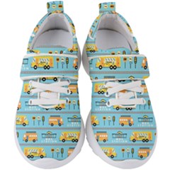 Buses-cartoon-pattern-vector Kids  Velcro Strap Shoes