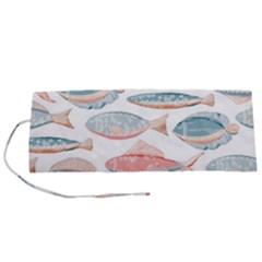 Hand-drawn-seamless-pattern-with-cute-fishes-doodle-style-pink-blue-colors Roll Up Canvas Pencil Holder (s) by Jancukart