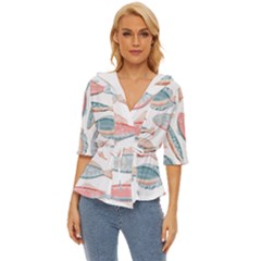 Hand-drawn-seamless-pattern-with-cute-fishes-doodle-style-pink-blue-colors Lightweight Drawstring Hooded Top