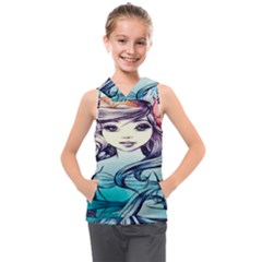 Beautifull Ariel Little Mermaid  Painting Kids  Sleeveless Hoodie