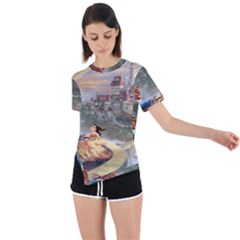 Beauty And The Beast Castle Asymmetrical Short Sleeve Sports Tee