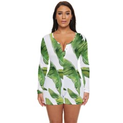 Sheets Tropical Plant Palm Summer Exotic Long Sleeve Boyleg Swimsuit by artworkshop