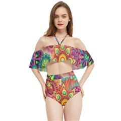 Mandalas Colorful Abstract Ornamental Halter Flowy Bikini Set  by artworkshop